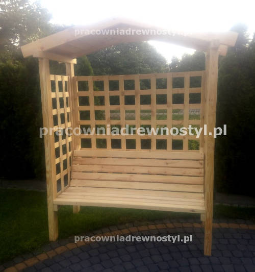 Solidna ławka ogrodowa z pergolą Drewno Styl